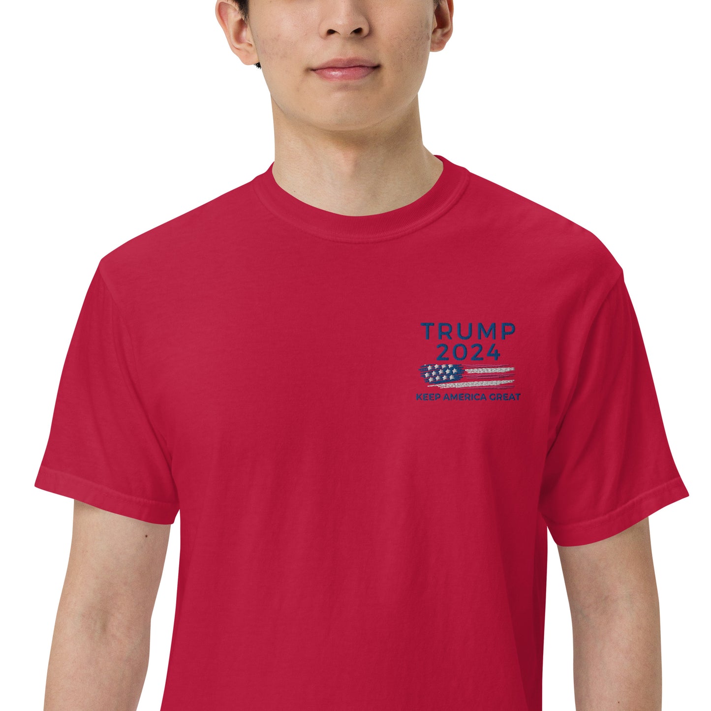 Trump 2024 Embroidered Front Men’s garment-dyed heavyweight t-shirt