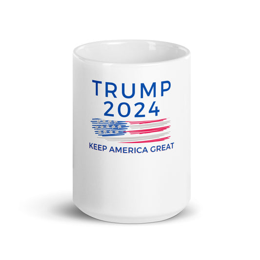 Trump 2024 Blue Logo White glossy mug